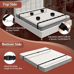 Kit de bondage BDSM - Kit de sangles de bondage amélioré sous <span class=keywords><strong>le</strong></span> matelas avec menottes, attaches de cheville et attaches <span class=keywords><strong>pour</strong></span> <span class=keywords><strong>le</strong></span> <span class=keywords><strong>lit</strong></span> - Product Image 6