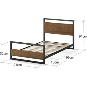 Lit plateforme en fer style européen dos en latte de bouleau cadre de lit simple en métal minimaliste King Queen avec tête de lit pour chambre <span class=keywords><strong>à</strong></span> coucher - Product Image 3