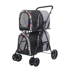 Carrito grande <span class=keywords><strong>de</strong></span> lujo para mascotas <span class=keywords><strong>de</strong></span> 4 ruedas, cochecito doble para perros y gatos <span class=keywords><strong>deportivos</strong></span>, cochecito para correr y viajar para 2 perros - Product Image 4