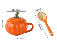 Tasse en céramique citrouille de Noël bohème personnalisée avec cuillère et couvercle pour cadeaux d'affaires