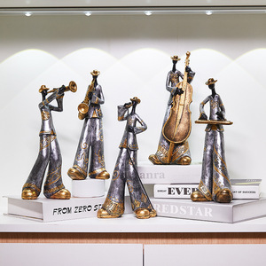 Statue de musicien de groupe américain en résine en gros, sculpture de groupe de rock and roll, ensemble personnalisé OEM pour la décoration de bar et de maison - Product Image 2