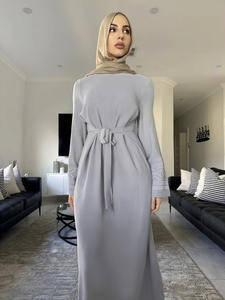 Vestido Largo de Moda para Mujer, Bordado, de Poliéster, Estilo Boutique, Mangas Trompeta, Temporada de Otoño, Apto para Musulmanas - Product Image 2