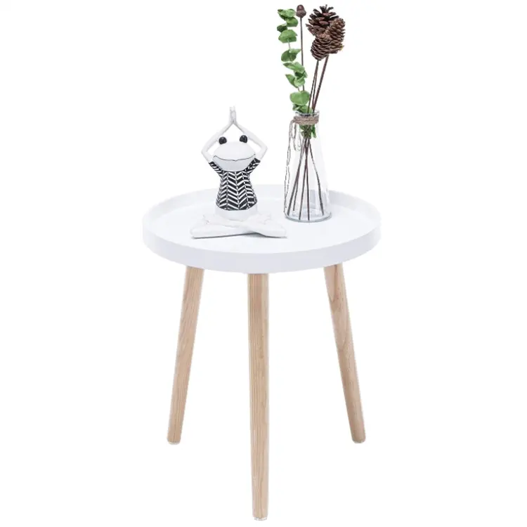Fabrik günstigen Preis Skandi navis chen modernen Holz Beistell tisch Tee tisch für Wohnzimmer runden Tablett Couch tisch