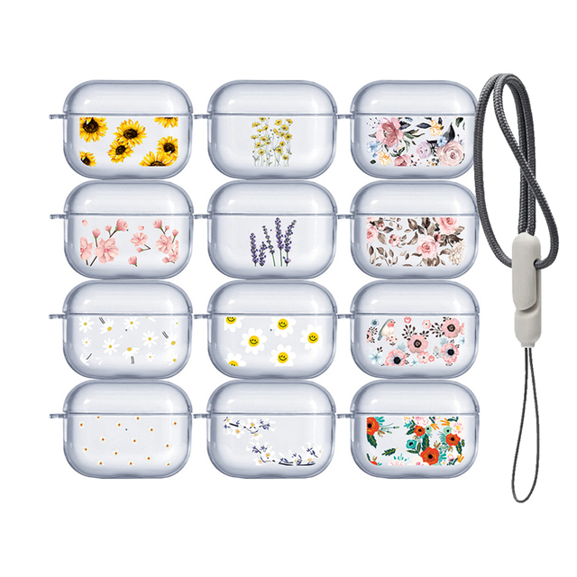 Custom Luxury Clear Soft TPU Material Shockproof Flower Case for AirPods Pro 2 Protective Cover