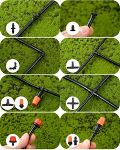 300 Adet Damla Sulama Bağlantı Parçaları Kiti 1/4 inç Boru-Damla Emisörleri Nozullar Tee Konnektörler 4 Yollu Uç Tıkaçları Dirsekler Kaplinler - Product Image 5