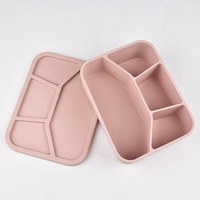 Boîte à lunch carrée en silicone de qualité alimentaire sans BPA, 40 oz, étanche, 4 compartiments, réutilisable, vente en gros