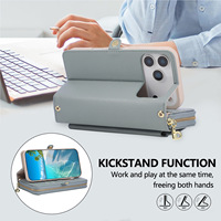 Étui portefeuille bandoulière zippé pour iPhone 17 16 15 14 13 Pro Max, avec porte-cartes multifonctionnel en cuir