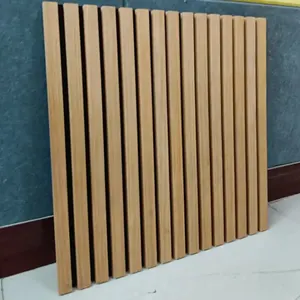 Panel Slat kayu akustik, dekorasi dinding Interior Modern Panel akustik bergalur kayu akustik