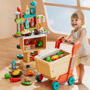 Einkaufswagen-Spielzeug-Set Rollenspielzeug für Kinder Küchen-Rollenspiel-Zubehör mit Lebensmitteln und Küchen-Spielutensilien - Product Image 1
