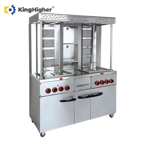 헤비 듀티 듀얼 가스 Shawarma 기계 수직 케밥 그릴 스토리지 캐비닛이있는 상업용 자이로 회전 로스터 대형 - Product Image 2