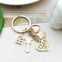 Baguette magique en alliage dégoulinant d'huile, pendentif d'amour fleur coeur, porte-clés, pendentif décoratif sac rouge Saint Valentin
