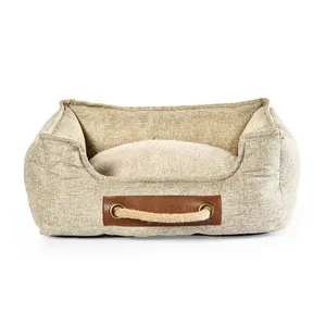 Soft Warm Machine Washable Removable Cushion Orthopedic Imitation Linen Fabric Pet Dog Bed