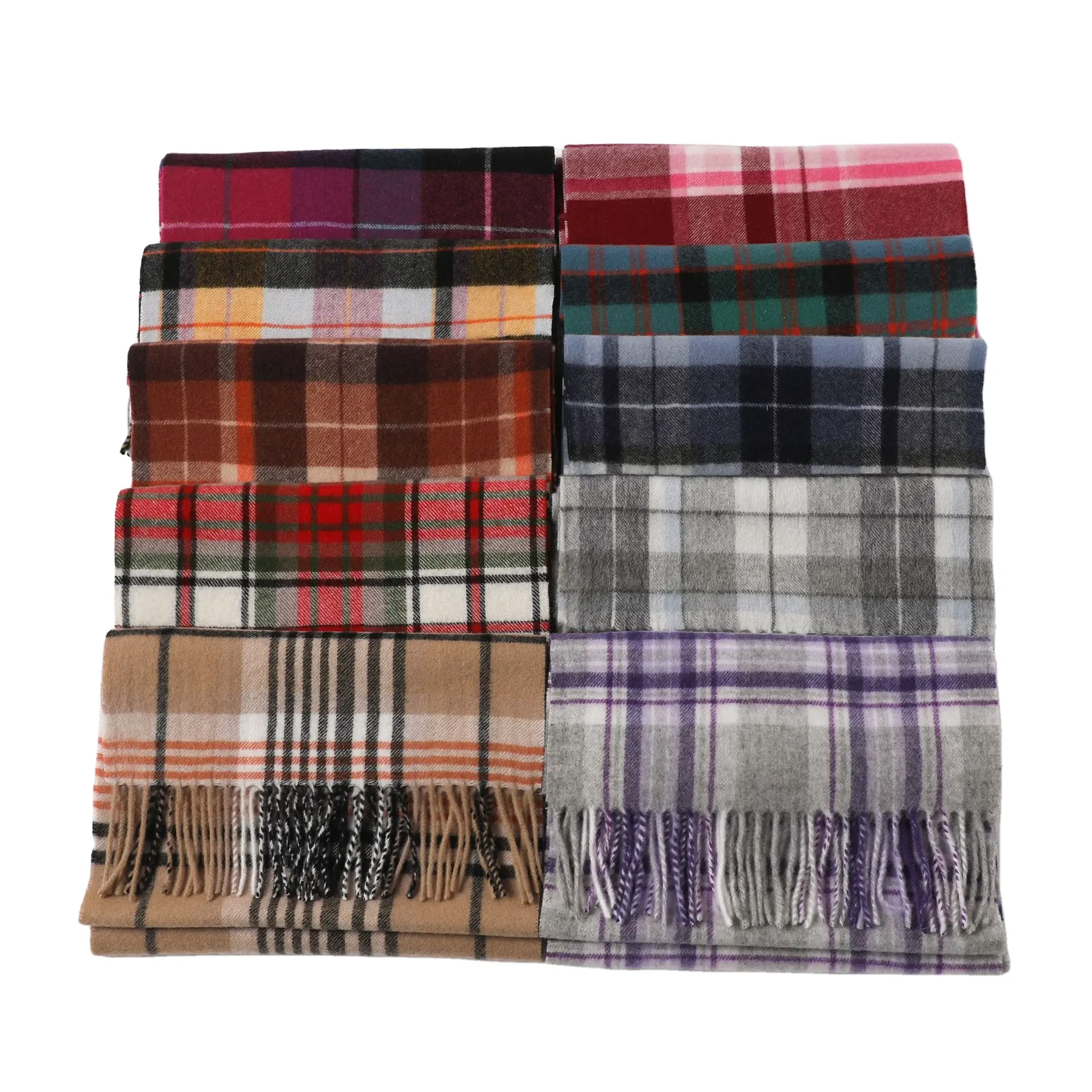 BESTELLA foam 100% Cashmere Plaid scarf wool luxury Pashmina Neck Scarves Shawl Plaid Blanket Scarf Checked Style for Winter