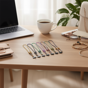 Catena con perline da 120 cm per borse e telefoni, lunga catena rettangolare con perline, stile doppia catena - Product Image 2