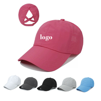 Gorra de Golf Personalizada con Logotipo Bordado, Gorra de Béisbol Ajustable de Algodón con Cierre a Presión para Mujer, Gorra Personalizada con Cola de Caballo para Mujer, Venta al Por Mayor