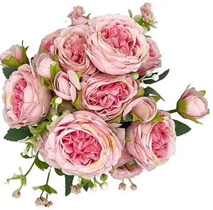 Искусственные цветы Пион/большой букет роз, шелковые цветы, искусственные цветы, винтажные для свадьбы, дома, кухни, украшения (2 шт.)