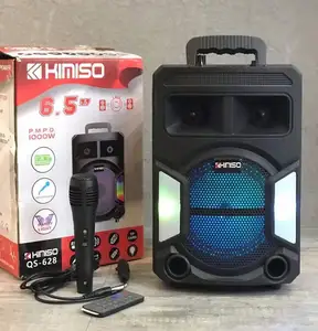 Kimiso qs 628 QS-628 6.5 인치 스피커 야외 휴대용 트롤리 스피커 DJ 스피커 시스템 서브 우퍼 사운드 박스 LED 빛