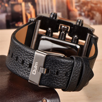 Oulm-reloj de cuarzo con correa de cuero PU para hombre, cronómetro de 24 horas, moq 1, reloj de golf, 3364