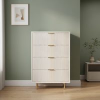 Commode haute moderne à 4 tiroirs, personnalisable en couleur et taille, en bois de pin et fer, pour chambre et salon, vente en gros usine