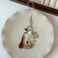 Pendentif porte-clés violon rétro style coréen inspiré d'Instagram, breloque de téléphone, breloque de sac avion et billet de banque en alliage