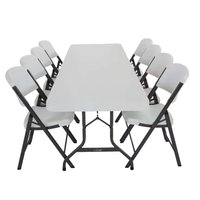 Table rectangulaire pliable en plastique durable de 180 cm pour l'extérieur, idéale pour les fêtes et mariages – Prix de gros, style moderne (6 pieds)
