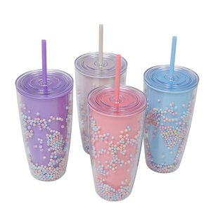 Vasos de Plástico Transparentes con Puntos de Colores, 26 oz, Personalizados al por Mayor, Delicados, Reutilizables, de Doble Pared, con Tapa - Product Image 3