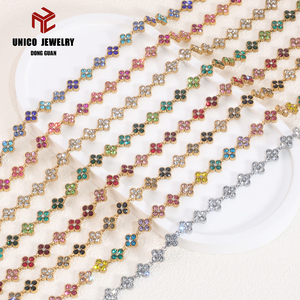 Colliers trèfle multicolores en cristal, breloques en acier inoxydable plaqué or 18 carats PVD, collier tennis arc-en-ciel, bijoux de mode pour femmes - Product Image 4