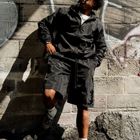 Ensemble de survêtement léger en nylon personnalisé avec fermeture éclair pour homme, coupe ample, coupe-vent d'été, ensemble court deux pièces