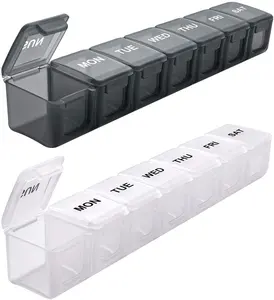 Weekly 7 Grids Pill Box 7 Day Pill Storage Cases Plastic Pill Organizer Big Medicine Organizer For Supplement Medicine Vitamin