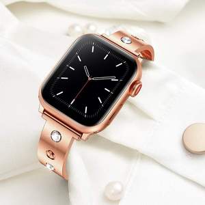 Nouveau bracelet de montre en alliage de zinc pour Apple Watch Ultra 49 mm SE 44 mm 42 mm 38 mm, bracelet de montre en métal serti de diamants amovible de 20 mm - Product Image 5