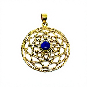 Antique Brass <b>Large</b> 40 mm Flower of Life Charms Pendants Diamond and Onyx <b>Stone</b> Plated with Religious Style for Jewelry Making - Product Image 5