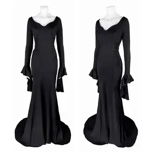 Addigs sunday Morticia Addams Costume Cosplay Halloween Sexy Dress Adult Women Punk Gothic Witch Gown Dress