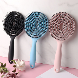 Brosse à cheveux démêlante en plastique écologique avec logo personnalisé en gros pour femmes hommes enfants unique brosse à cheveux en spirale Salon <span class=keywords><strong>Babershop</strong></span> - Product Image 2