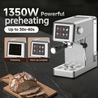 Machine à expresso électrique portable 20 bars, mousseur à lait 1350W, chauffe rapide, pour cappuccino/latte, cafetière à infusion froide, écran tactile en acier inoxydable