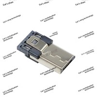 Conector Micro-USB Tipo B Macho de 5 Pines para Soldar con Pines Delanteros y Traseros y Conector para Micrófono