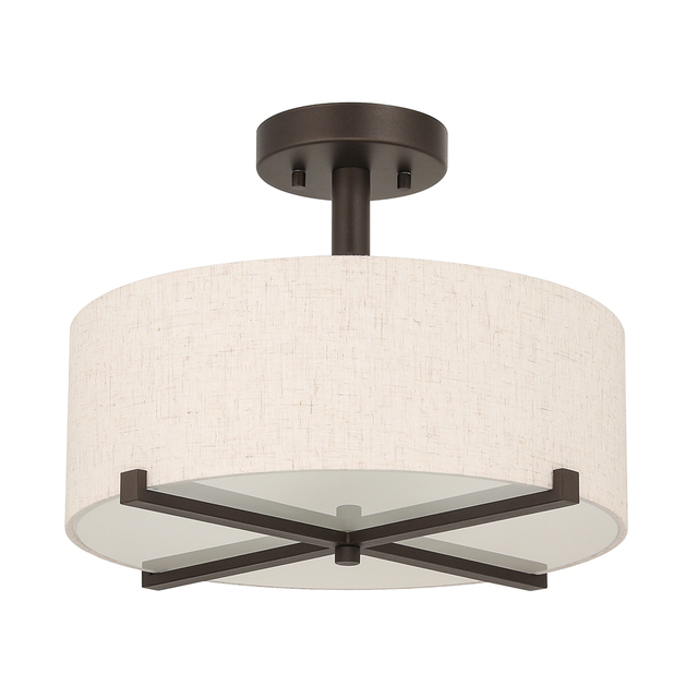 US Free Shipping Fabric Semi Flush Decorative Ceiling Lamp Indoor Modern Round Villa Hotel Kitchen Dining Room Pendant Light