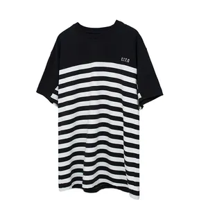 CATSSTAC最新设计师夏季街头服装印花潮流品牌t恤宽松棉质男条纹短袖t恤