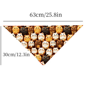 Pañuelo Triangular para Mascotas con Estampado de Gato de Dibujos Animados, Babero para Perro y Gato de Poliéster, Accesorio para las Cuatro Estaciones - Product Image 4
