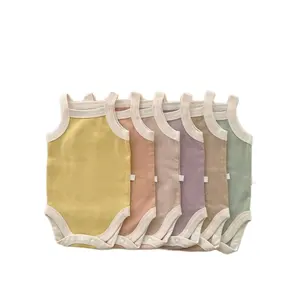 Macacão de verão para bebês recém-nascidos, macacão de algodão com suspensório, simples e confortável, colete triangular de alta qualidade
