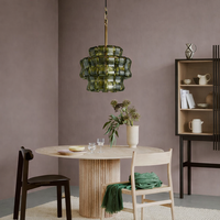 Lampes suspendues modernes en verre vert, style nordique, luxe Ghiaccio, pour table à manger, îlot de cuisine, chevet