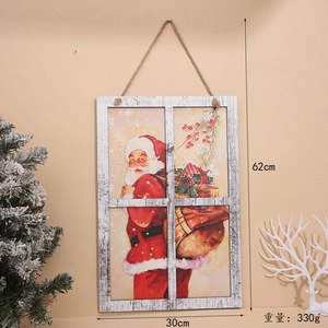 Letrero Colgante de Madera para Puerta de Navidad, Adorno de Papá Noel y Muñeco de Nieve, Decoración Colgante Navideña y Regalo de Navidad - Product Image 2