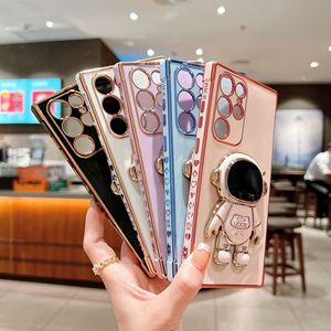 <span class=keywords><strong>Cover</strong></span> per telefono cellulare elettrolitica <span class=keywords><strong>astronauta</strong></span> 6D per Samsung per Galaxy S23 Ultra Note 20 Ultra M14 A32 5G fotocamera Stand - Product Image 3