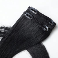 Rambut Asli Manusia 100% untuk Kecantikan, Ekstensi Rambut Clip-in Grosir, Rambut Virgin Remy Rusia, Ekstensi Rambut Clip-in
