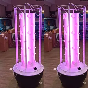Multi layers vertical farm rotating Aeroponic tower hydroponic planting farm with LED light