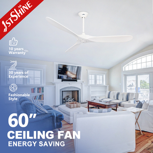 Quạt trần thông minh 1stshine điều khiển bằng ứng dụng, 60 inch, ba cánh gỗ, màu trắng, kèm điều khiển từ xa - Product Image 1
