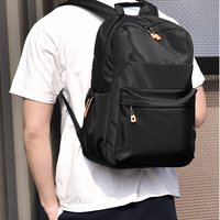 Grand sac à dos noir pour ordinateur portable, géométrique, avec fermeture éclair, imperméable, détails orange, port USB, pour voyage, école, homme, femme, décontracté, unisexe, étudiant