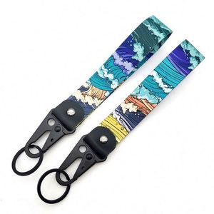 Llavero de metal personalizado con diseño de paisaje y anime, cordón con gancho para llaves de coche, colgante antipérdida - Product Image 4