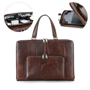 Borsa per Laptop da 14 Pollici con Tasca per Accessori per Dell HP Custodia da Viaggio in Pelle di Vacchetta con Cerniera per Macbook Pro CF3067 - Product Image 1