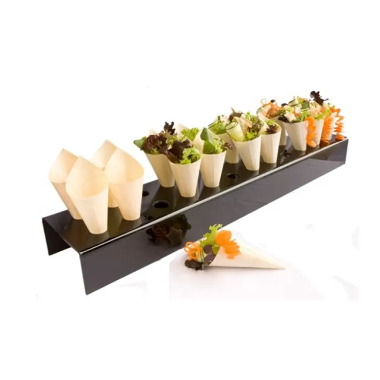 Cones de madeira descartáveis para aperitivos sobremesas, saladas em restaurantes, bares, inns e jantar