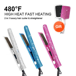 Profession eller Haar glätter und Locken wickler Strass Bling Bling Glätte isen Titan Flacheisen Glattes Haar Locken haar - Product Image 3